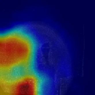Poisson SmoothGradCAM heat map: the attribution stays on the person and the moving arm.